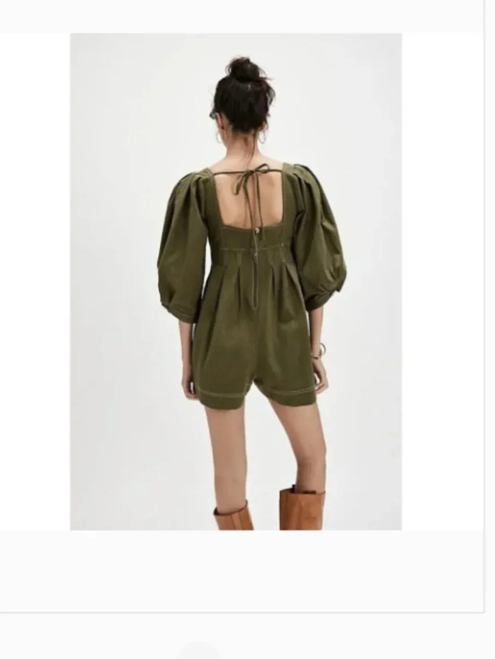 Free people Regret Me Romper Denim Twill Green Size 6